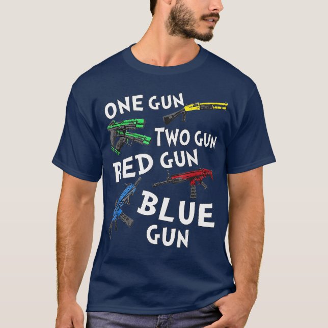 T-shirt Un canon deux canons rouge canon bleu (Devant)
