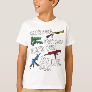 T-shirt Un canon deux canons rouge canon bleu