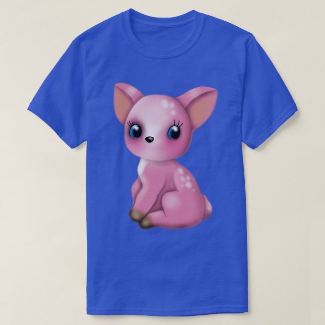 T-shirt Un cerf rose vintage (Design devant)