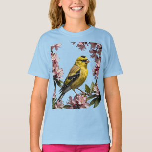 T-shirt Un chardonneret américain entouré de rhododendrons