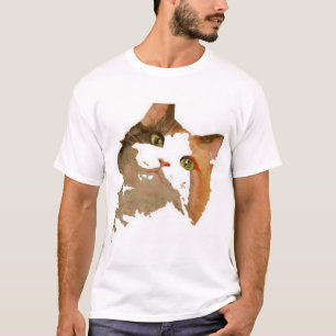 T-shirt Un chat Calico Vert Portrait Artistique