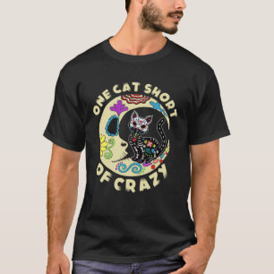 T-shirt Un chat court de lune de crâne de sucre fou et cha