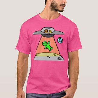 T-shirt Un Chat Et Un Canard Dans L'Ufo