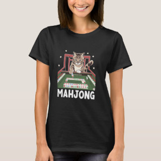 T-shirt Un chat jouant au jeu de tuile de Mahjong Joueur d