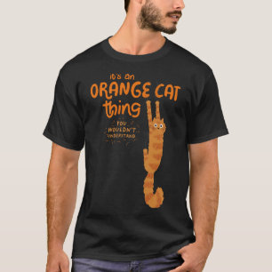 T-shirt Un Chat Orange - Drôle Tabby Chat Accroché Sur
