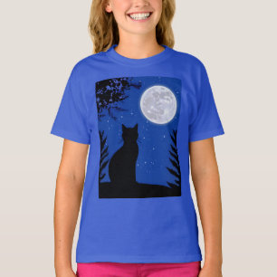 T-shirt Un chat qui regarde à la Pleine lune