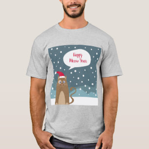 T-shirt Un chaton caricaturale porte un chapeau santa dans