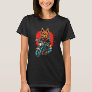 T-shirt Un chien berger allemand à moto