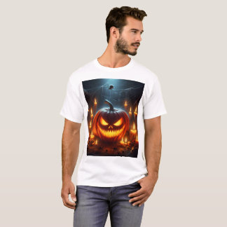 T-shirt un citrouille d'halloween avec un visage effrayant