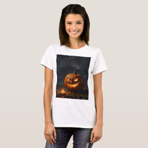 T-shirt un citrouille d'halloween avec un visage effrayant