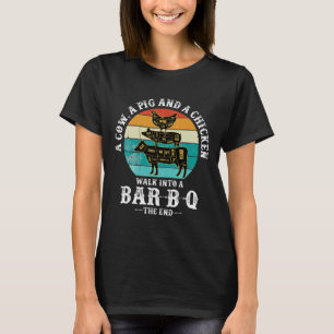 T-shirt Un cochon, un poulet et une vache entrent dans un