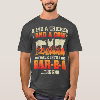 T-shirt Un Cochon Un Poulet Et Une Vache Un BBQ Drôle