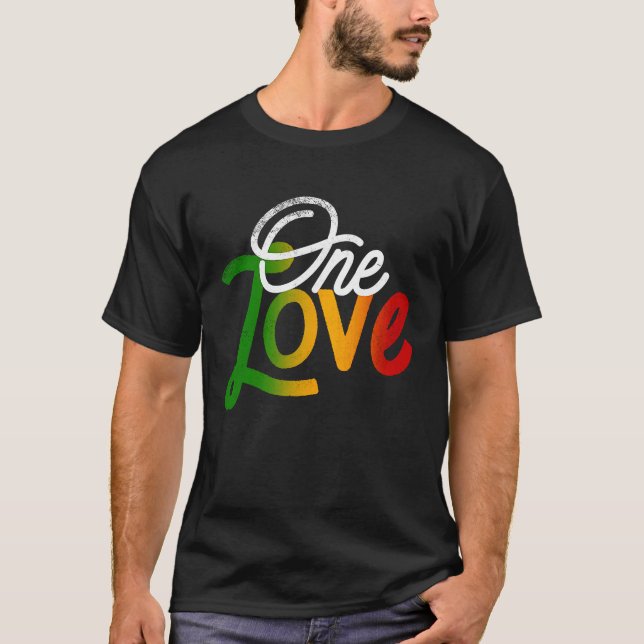T-shirt Un Coeur Amoureux Rasta Reggae Racines Vêtements T (Devant)