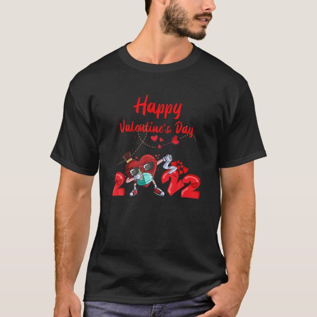 T-shirt Un Coeur Dabbing Dans Un Masque Joyeux Valentin 20 (Devant)