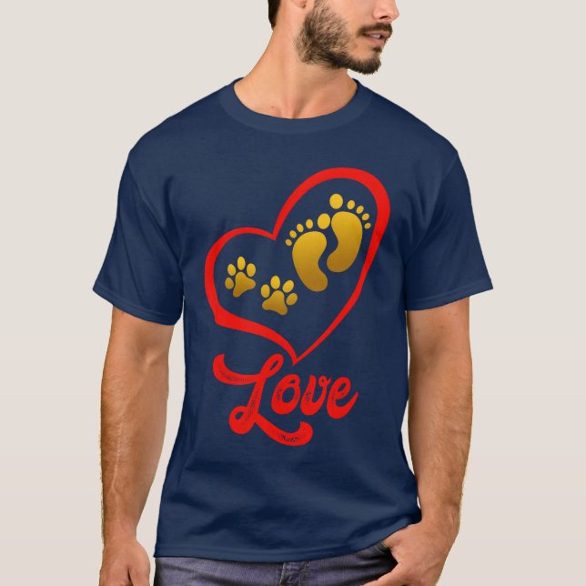 T-shirt Un coeur pour les chiens Animal Love Chien Proprié (Devant)