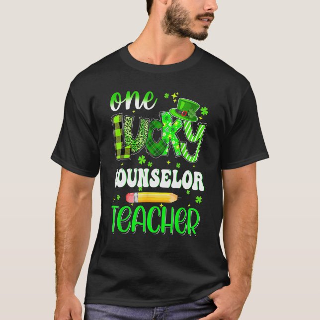 T-shirt Un Conseiller Chanceux Professeur Crayon Trèfle St (Devant)