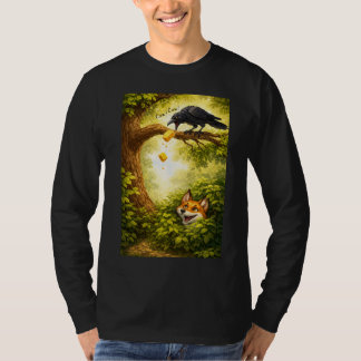 T-shirt Un corbeau et un renard partageant de la nourritur
