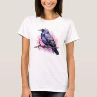 Un Corbeau noir sur une branche