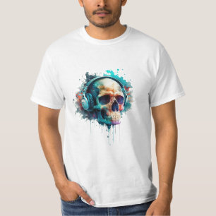 T-shirt Un crâne portant des écouteurs, profitez de la vie