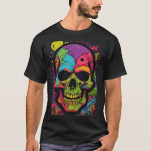T-shirt Un crâne psychédélique dynamique et épineux