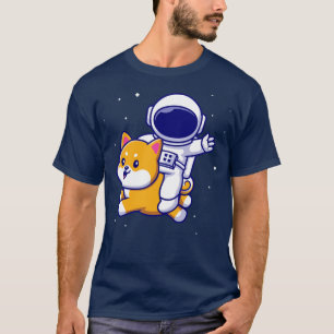 T-shirt Un Cute Astronaut Volant Avec Un Chien De Shiba In