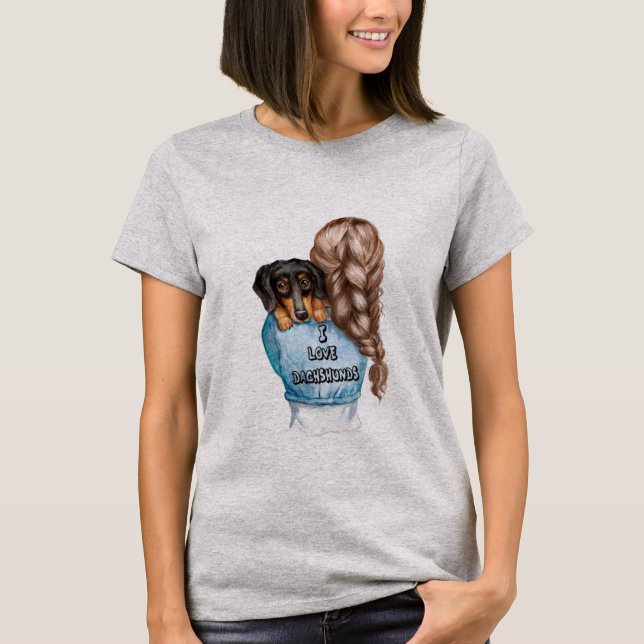 T-shirt Un Dachshund et une fille amante de Dachshunds (Devant)