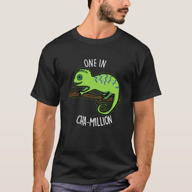 T-shirt Un Dans Cha Million Funny Chameleon Pun Dark BG (Devant)
