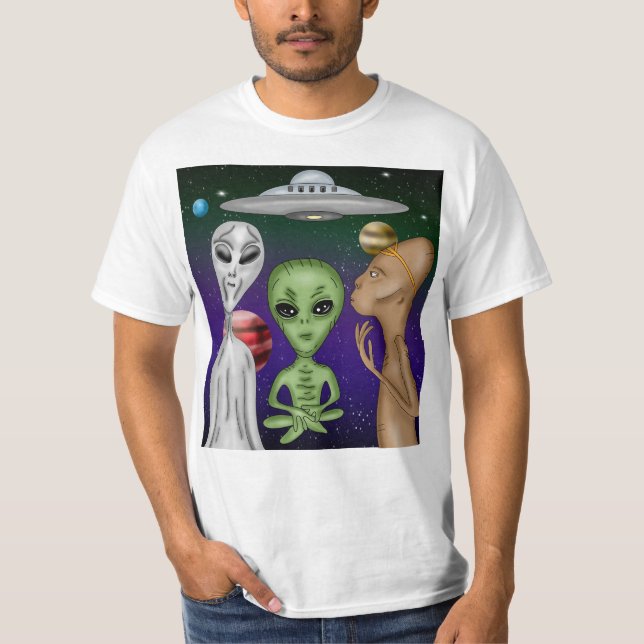 T-shirt Un dessin Alien gris, petit vert, Anunnaki (Devant)