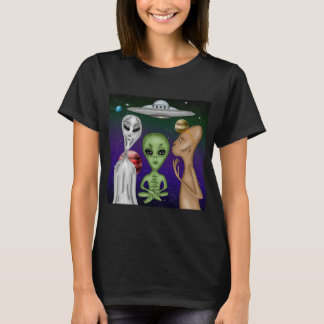 T-shirt Un dessin d'alien Anunnaki gris et petit vert