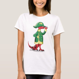 T-shirt Un Dessin Tyrannosaur Rex Habillé Comme Napoléon.
