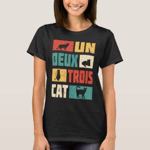 T-shirt Un Deux Trois Chat Mignon Rétro Vintage Chat  1