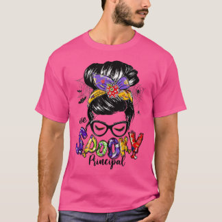 T-shirt Un Éffrayant principal Messy Bun Happy Halloween G
