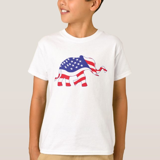T-shirt Un éléphant fabriqué au drapeau américain (Devant)