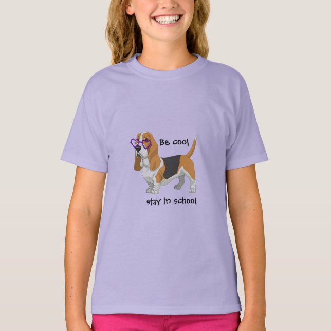 T-shirt Un enfant Cool Reste à l'école Basset Hound Chemis (Devant)
