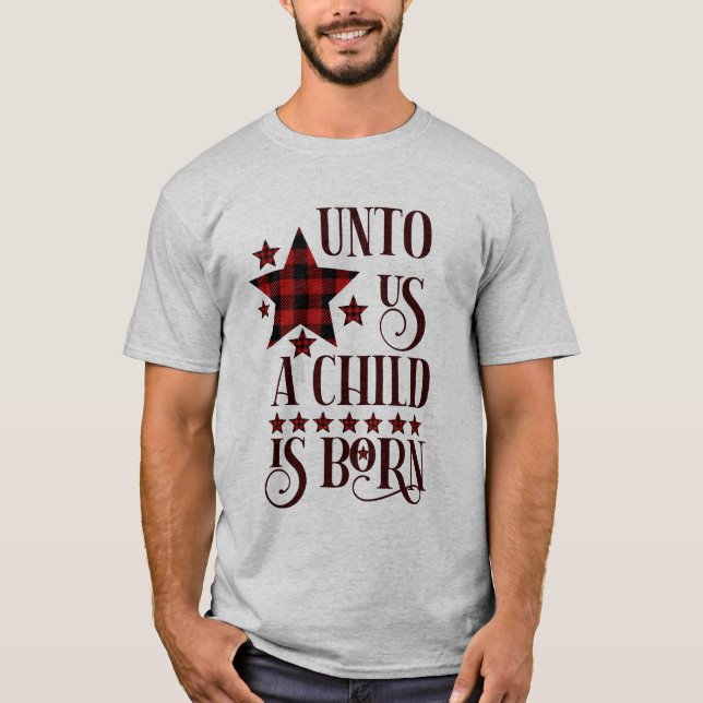 T-shirt Un Enfant Est Né Buffalo De Noël Plaid (Devant)