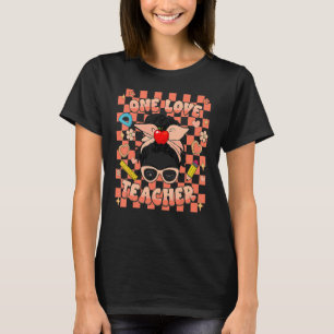 T-shirt Un enseignant d'amour Super Valentine À damiers Re