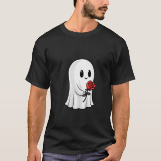 T-shirt Un fantôme amical tenant un rose