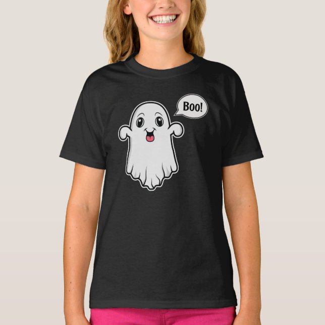 T-shirt Un Fantôme De Dessin Face Au Genre Dit Boo Hallowe (Devant)