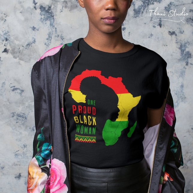 T-shirt Un Fier Noir Femme Noir Mois d'Histoire Drapeau (Créateur téléchargé)
