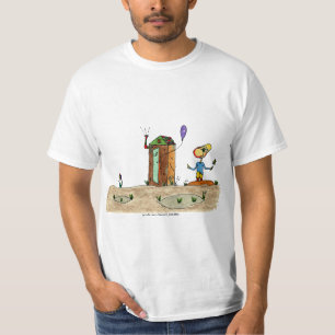 T-shirt Un garçon de dessin regarde un ballon à l'extér