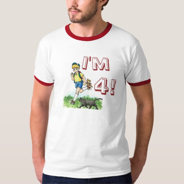 T-shirt Un garçon heureux de quatre ans (Devant)