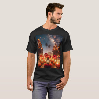 T-shirt un grand bâtiment à la fleur qui dit étoile sur