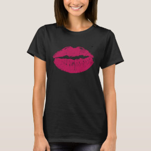 T-shirt Un gros baiser rouge rose pointe et un noir
