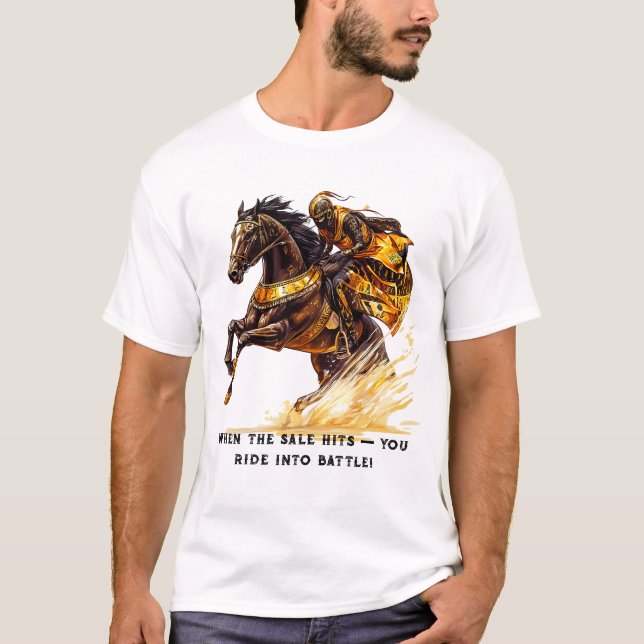 T-shirt Un guerrier à cheval avec une citation quand la ve (Devant)