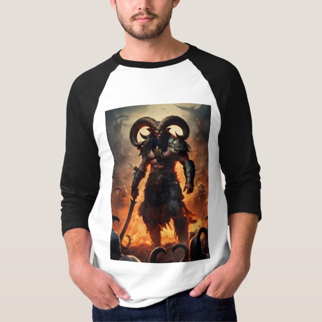 T-shirt Un guerrier monstre avec la tête d'un bélier 1 (Devant)