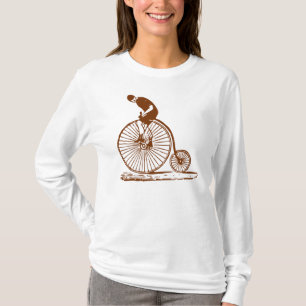 T-shirt Un homme avec un penny Farthing - Brown