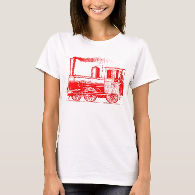 T-shirt Un homme et son train - Rouge (Devant)