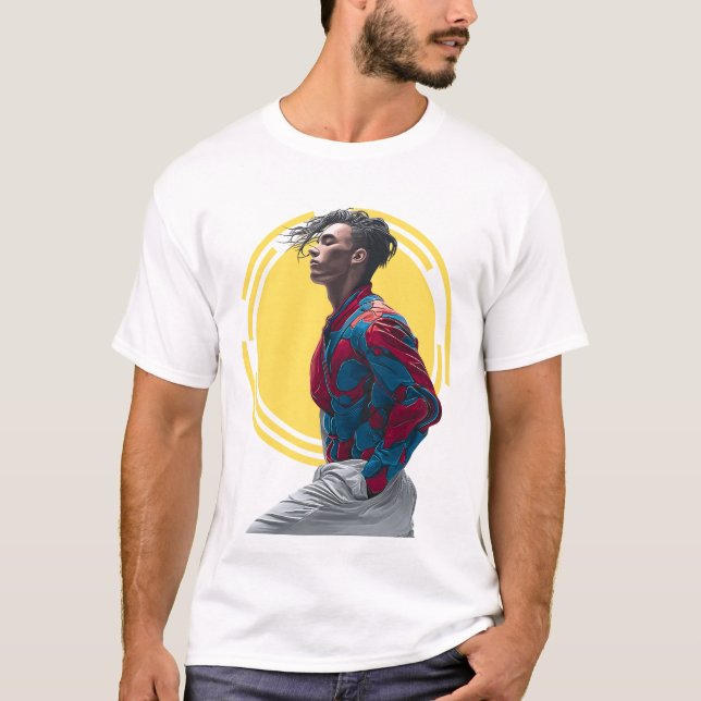 T-shirt Un homme moderne dans une application Abstraite et (Devant)