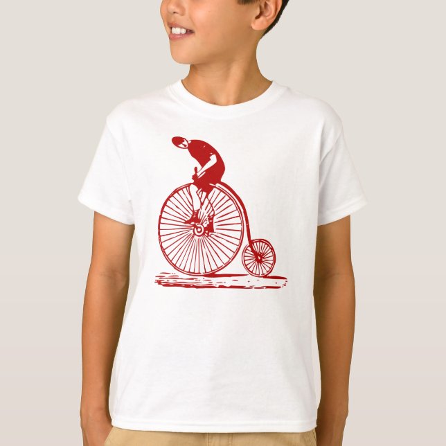 T-shirt Un homme sur un penny Farthing - Ruby Red (Devant)