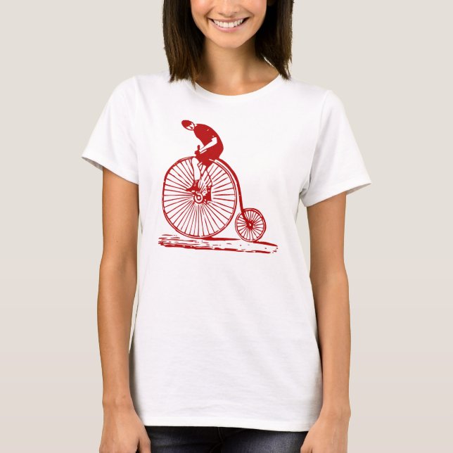 T-shirt Un homme sur un penny Farthing - Ruby Red (Devant)
